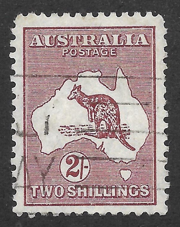 Doyle's_Stamps: Australian Used  2/  1945 Scott #206 Kangaroo Issue