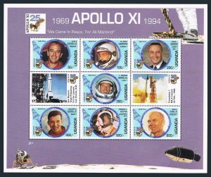 Uganda 1264 ag sheet,MNH.Michel 1384-1390 klb. 1st Manned Moon landing,25,1994.