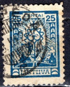 Lithuania 1923: Sc. # 202; Used Single Stamp
