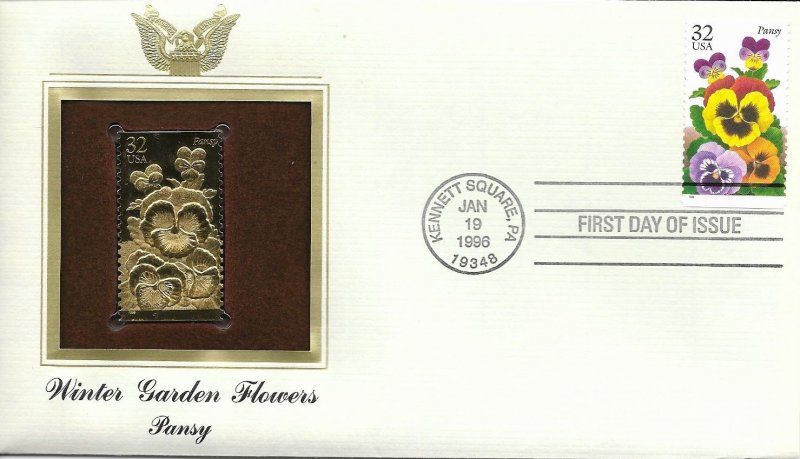 1996 FDC, #3027, 32c Winter Garden Flowers, PCS