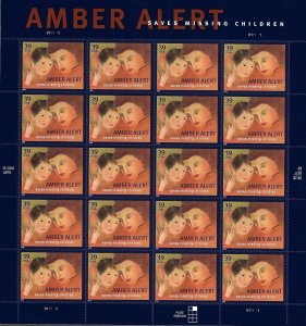 US 4031 - MNH Pane of 20 - 39¢ stamps. Amber Alert.    FREE SHIPPING!!
