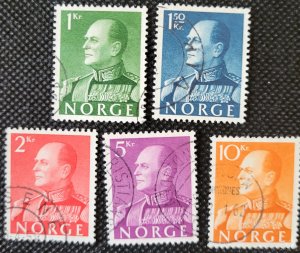 Norway, 1959, set of 5, K. Olav V, #370-74, 1 K- 10K, used, SCV$1.25