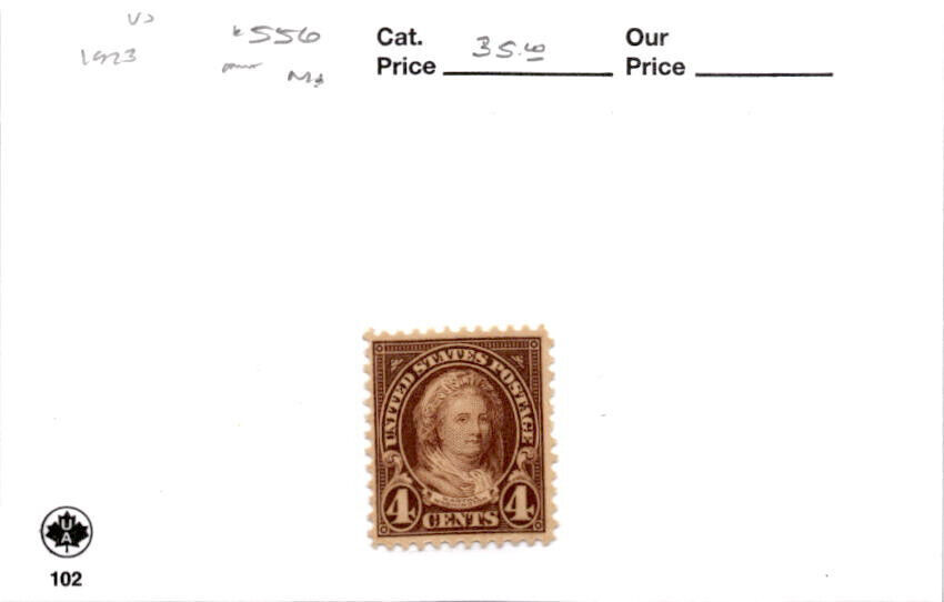 United States Postage Stamp, #556 Mint NH, 1923 Martha Washington (AC