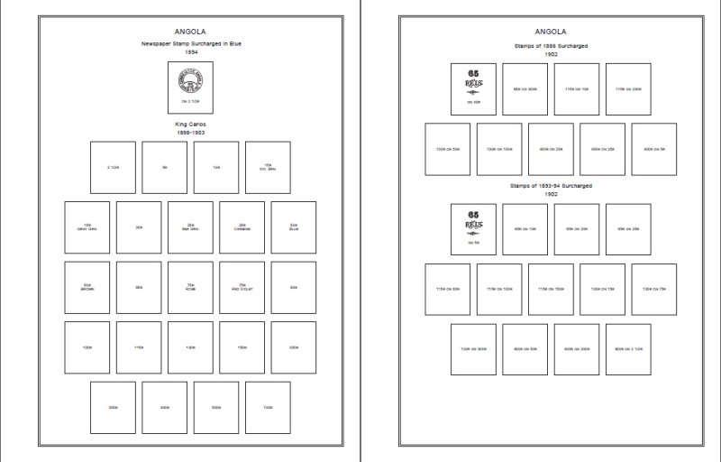 ANGOLA STAMP ALBUM PAGES 1870-2011 (241 PDF digital pages)