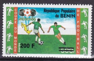 BENIN 1995 657 200F €100 FOOTBALL MEXICO WORLD CUP CUP OVERPRINT OVERLOAD MNH-