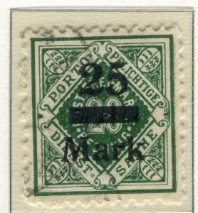 WURTTEMBERG; 1921 early Numeral surcharged issue fine used 25M. value