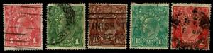 1914-24 AUSTRALIA #21a, 23-25 & 28 KGV Wmk 9 - Used - F/VF+ - CV$14.75 (E#3241)