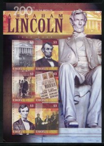 ST. VINCENT GRE 200th BIRTH OF ABRAHAM LINCOLN SC#3656/57 IMPERF SHT S/S MINT NH