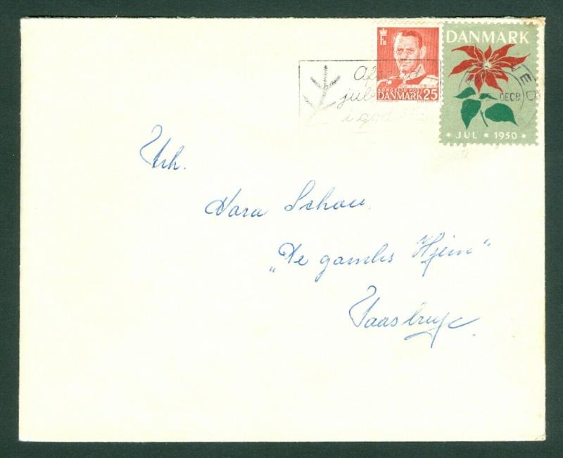 Denmark. Cover 1950 Naestved. With Christmas Seal + Sc# 321. Adr: Taastrup