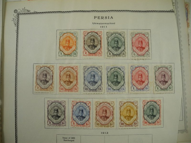 PERSIA, old time assortment of Stamps hinged on remainder/overlapping pages