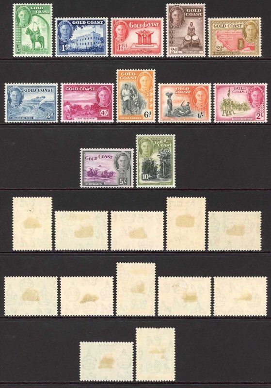 Gold Coast SG135/46 1938-43 KGVI Set of 13 Wmk Mult Script CA M/M