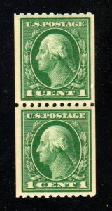 441, Mint VF/XF NH 1¢ Washington Coil Pair⭐⭐⭐⭐⭐