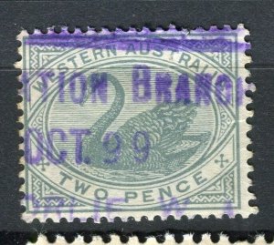 WESTERN AUSTRALIA; 1899 early classic Swan type used 2d. value fair cancel