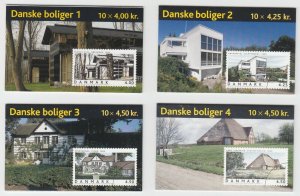 Denmark Sc 1239, 1258, 1267, 1318 Intact Booklets. 2002-2005 Danish Houses cplt