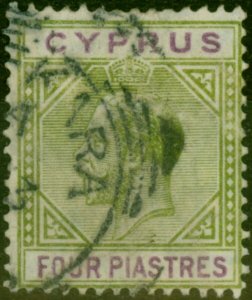 Cyprus 1921 4pi Olive-Green & Purple SG95 Fine Used