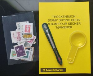 Stockbook , Dry Book , Magnifier , Tweezers , 30 stamps on paper , Starter Kit