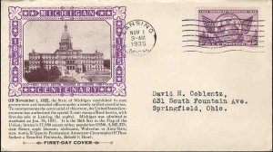 United States First Day Covers #775-7, 1935 3c Michigan Centenary, 1st Americ...