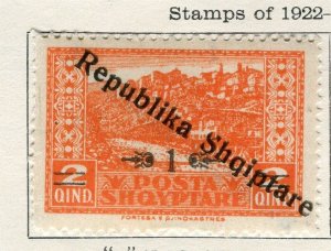ALBANIA; 1925 early REPUBLIKA SHQIPTARE issue fine Mint hinged 1/2q. value