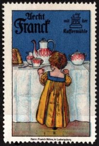 Vintage Germany Poster Stamp Heinrich Franck Söhne Coffee Unused