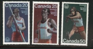 Canada Scott 664-666 MH* 1975 Olympic stamp set