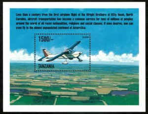 Tanzania 1999 - Wright Bros, Glastar Plane - Souvenir Sheet - Scott 1955 - MNH