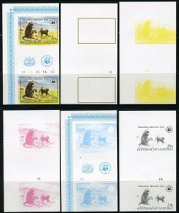 LESOTHO WORLD WILDLIFE FUND  SCOTT#352 IMPER PROGRESSIVE  GUTTER PAIRS  MINT NNH 