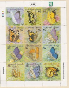 Marshall Islands # 752, Butterflies, Sheet, Mint NH, 1/2 Cat,