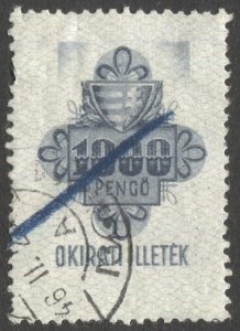 HUNGARY 1946 Bft 23, 1000 Pengo Stamp Duty Documentary Revenue