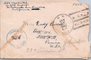 US Navy 1943 - Naval Censor Cover / Free Frank - J4960