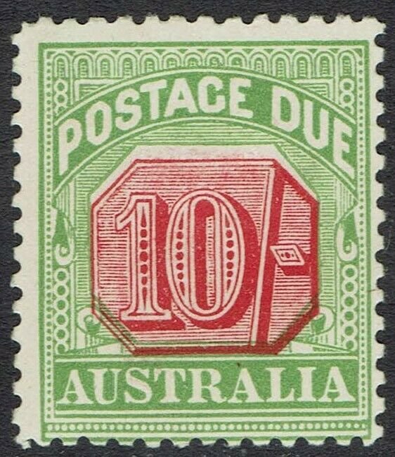 AUSTRALIA 1909 POSTAGE DUE 10/-  WMK CROWN/DOUBLE LINED A PERF 12 X 12.5 