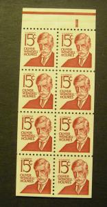 Scott 1288Bc, 15c Holmes Pane of 8 with tab, MNH, PO Fresh