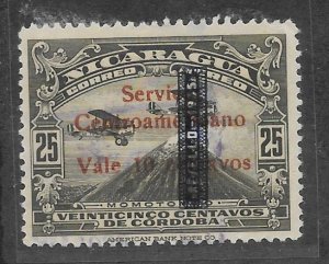 Nicaragua  Scott #C146 Variety Used 10c on 25c O/P stamp 2019 CV $1.00++
