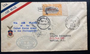 1928 San Jose Philippines Special Airmail Cover US Army Airplane Service