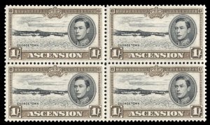 Ascension #46 Cat$20, 1944 1sh dark brown, block of four, never hinged