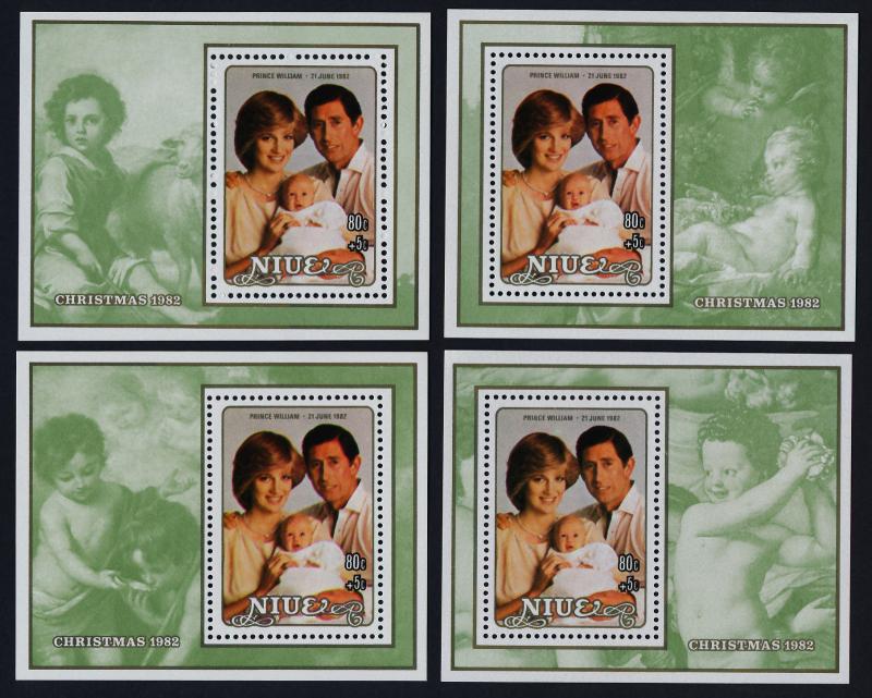 Niue 360-3,3a,4-7 MNH Christmas, Art, Princess Diana, Prince William