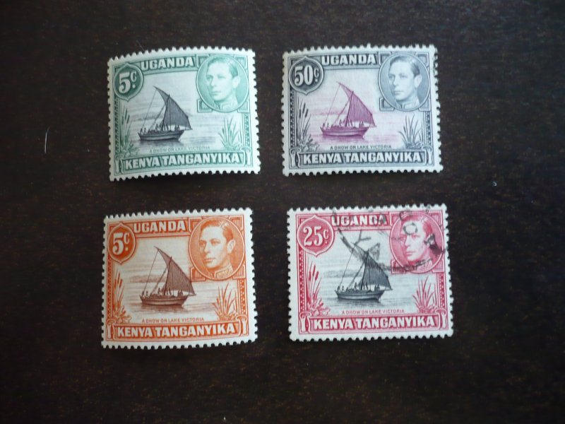 Stamps - Kenya Uganda -Scott#67,68,75,79-Used & Mint Hinged Part Set of 4 Stamps