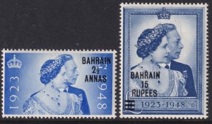 Bahrain Sc# 62 / 63 QE 1948 Silver Wedding complete set MLH CV $38.50