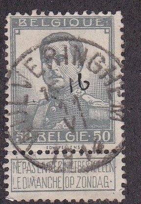 Belgium # 99, King Albert With Label, Used  1/3 Cat