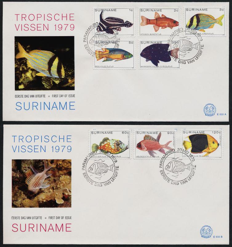 Surinam 530-4, C89-91 on FDC - Tropical Fish