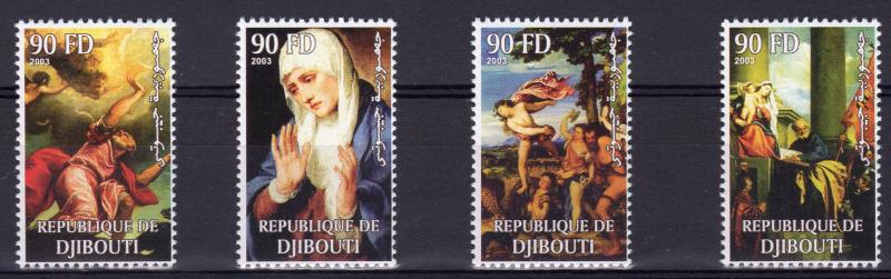 Djibouti 2003 TITIAN (Tiziano Vecellio) Famous Paintings Set Perforated (4) MNH