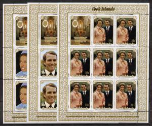 Cook Islands 369-71 sheets MNH Princess Anne, Mark Phillips Wedding