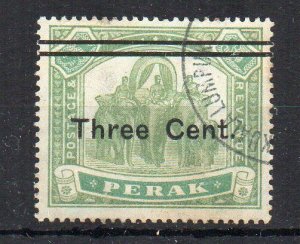 Malaysia - Perak 1910 3c on $1 surcharge FU CDS