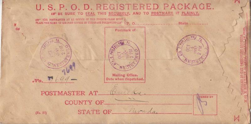 United States United States Back of the Book U.S.P.O.D. Registered Package Ph...