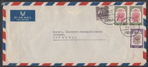 Trans Jordon 1951 Commercial Airmail Cover Amman To Koln Germany