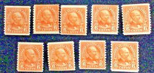 723 James Garfield, President  9 Coil Mint Hinged  6 c stamps   1932