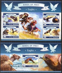 Maldive Islands 2015 Birds of Prey Eagles Sheet + S/S MNH