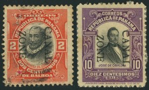 Canal Zone #27 #30 Panama Republic Overprint Postage US Possessions Used Mint LH