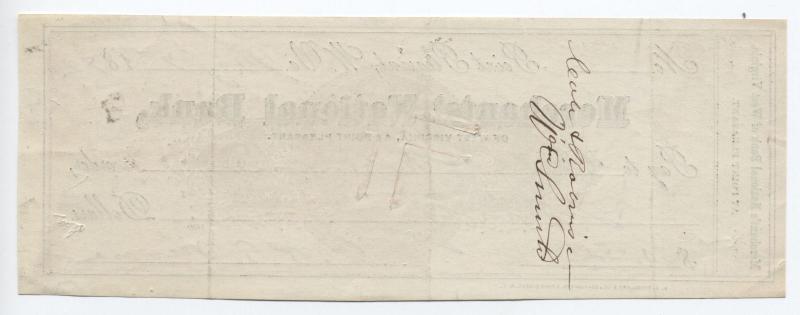 1872 Point Pleasant WV Merchants' National Bank check RN-C2 [y2890]