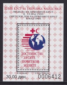 Macedonia #RA70  MNH 1995 postal tax sheet Red Cross  perforated vignette