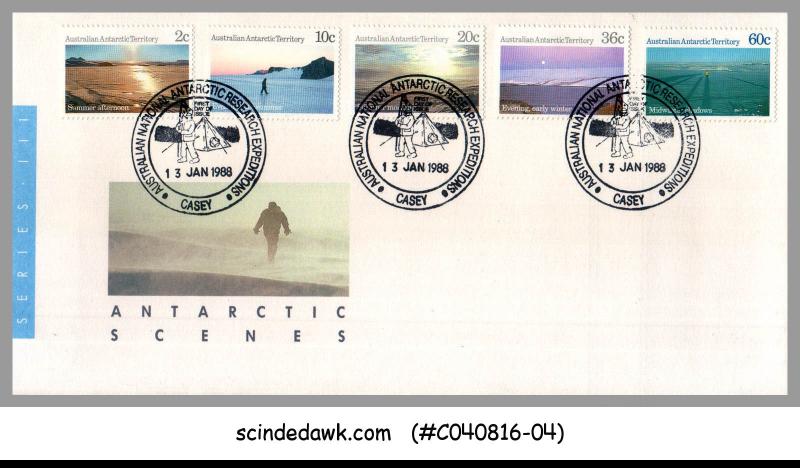 AUSTRALIAN ANTARCTIC TERRITORY - 1988 ANTARCTIC SCENES - 5V - FDC